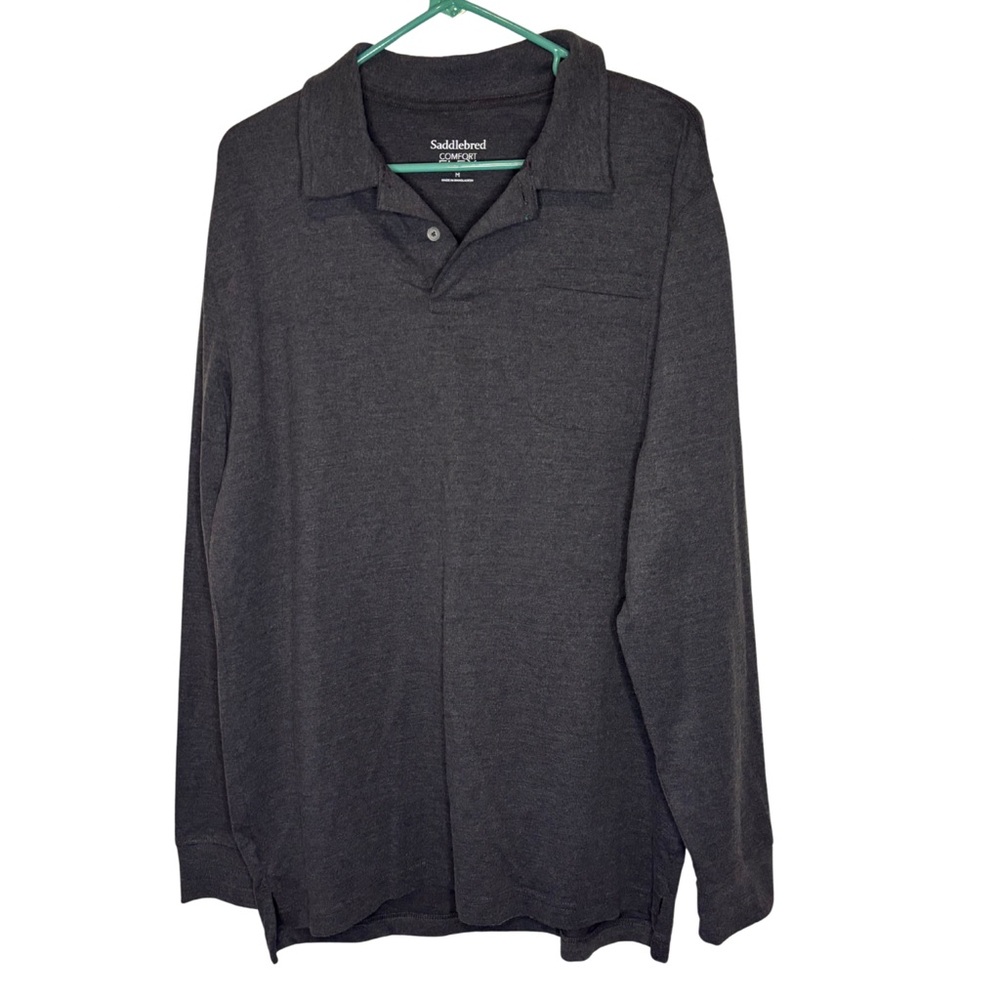 3/$20 Saddlebred Comfort Flex Charcoal Gray Long Sleeve Polo Shirt